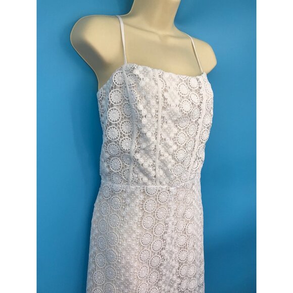 Guess Elle Lace Open Tie Back Jumpsuit White Large NEW - Picture 6 of 11